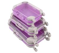 MALUGOGO 3pcs Mini Luggage Eyelash Storage Case for False Lash Cluster Makeup Vanity Organizer Portable Party Favor Box Compartments