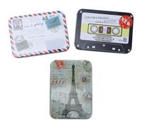 MALUGOGO 3pcs Rectangular Cigarette Tins Iron Sealed Storage Box Lightweight Decorative Cigarette Storage Case Compact Old-Style Design