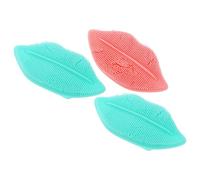 MALUGOGO 3pcs Silicone Lip Shape Facial Cleansing Brushes for Makeup Removal and Travel Comfortable to Hold with Convenient Storage Exfoliating Face Scrubber and Lip Brush Set