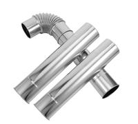 MALUGOGO 3pcs Stainless Steel Chimney Flue Pipe Extension Kit 60mm Roll Edge X2 + 90° Elbow Bend for Stove Tent Stove Exhaust Tube Furnace Venting Indoor Heating