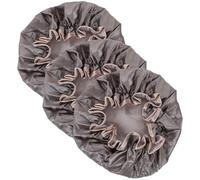 MALUGOGO 3pcs Waterproof Bath Caps Shower Hats for Women Oilproof Double Layer Peva Material Fine Workmanship Shower Use Grey