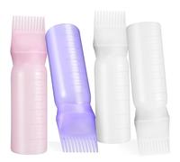 MALUGOGO 4 Pcs Comb Applicator Bottle Hair Dye Applicator 6.68x1.77x1.77in Silicone Easy to Squeeze Reusable for Home Coloring