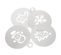 MALUGOGO 4 Pcs Stainless Steel Cake Stencils Decorating Buttercream for Baking and Coffee, Creative Christmas Templates to Create Christmas Atmosphere, Easy to Use and Light in Weight