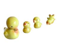 MALUGOGO 4 Pcs Yellow Ceramics Duck Mini Desktop Ornaments for Home and Office Decor, Portable and Easy Cleaning Collectible Figurines for Creative Desktop Decoration