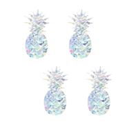 MALUGOGO 4 Sheets Pineapple Shaped Window Stickers PVC Decorative Decals with Creative Refraction Effect for Indoor Scene Decor and Door Window Adornment
