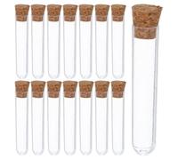 MALUGOGO 40pcs Clear Plastic Test Tubes with Cork Stoppers Storage Vials for Candy Bath Salt Beads Science Experiments Party Decorations Multipurpose Containers