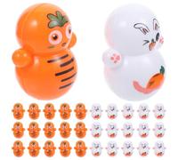 MALUGOGO 48pcs Easter Bunny and Carrot Mini Tumbler Smooth Decorative Rabbit and Carrot Wobble Figurines for Home and Office Tabletop Ornament and Adorable