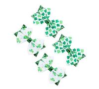 MALUGOGO 4pcs Bow Hair Clips Bowknot Clover Hair Bow Clip Light Green Polyester Iron Lovely Chic St Patrick's Day Decor for Birthday