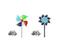 MALUGOGO 4pcs Cartoon Windmill Brooch Set Alloy Clip-on Breastpin Brooch Pins for Women Sweaters and Hair-band, Elegant Costume Decoration for Proms and Celebrations