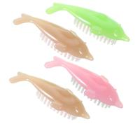 MALUGOGO 4Pcs Dolphin Shaped Nail Brushes Finger Nail Brushes with Flexible Bristles Plastic Handles Not Easy to Bend Won'T Scratch Skin for Home Use