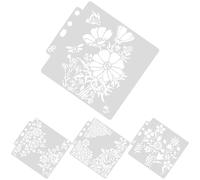 MALUGOGO 4pcs Floral Stencils Painting Templates for Walls White Pet Material Mess-Free Pre-Drawn for Accuracy with Beautiful Patterns Designs Artistic Expression and Crafting