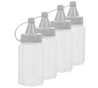 MALUGOGO 4pcs Gray Squeeze Bottles Set for Kitchen Condiments, Reusable Ketchup Mustard Sauce Dispensers, 250ml Each, Suitable for Salad Dressing, Honey, and Cooking Use