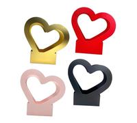 MALUGOGO 4Pcs Heart Shaped Floral Paper Boxes Flower Wrapping Basket for Bouquets Weddings Parties Pink Red Black Gold
