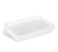 MALUGOGO 4Pcs Lab Reagent Trays, White PP Chemical Experiment Storage Pans 24.6 x 18.5 x 2.7cm, Acid Alkali Resistant Plastic Sample Trays for Science Classroom, Teaching Supplies and Laboratory Use