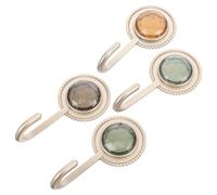 MALUGOGO 4pcs No Trace Adhesive Hooks Plastic Multi-Purpose Clothing Hooks Luxurious Rhinestone Design Assorted Colour Wall Mounted Behind Doors and Kitchens Random Color