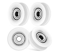 MALUGOGO 4pcs Nylon U Groove Pulley Wheels with Bearing Guide for Sliding Doors Windows White Roller Bearings for Home Office Mechanical Hardware