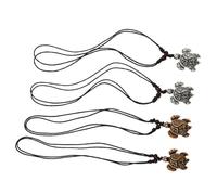 MALUGOGO 4pcs Resin Turtle Pendant Necklaces Set Carved Imitation Bone Turtles in White and Brown Ocean Animal Jewelry for Women with Rhinestones Casual Accessories
