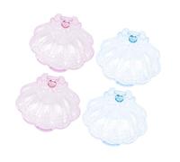 MALUGOGO 4pcs Shell Shaped Plastic Storage Boxes for DIY Craft Organizer and Jewelry Candy Holder with Cute Design for Room Or Birthday Favors