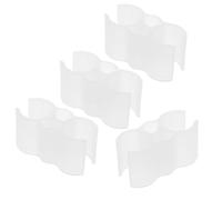 MALUGOGO 4pcs White Plastic Broom and Dustpan Pole Clip Holder with Dual Connection for Secure and Stable Link, Broom Handle Locking Clamp for Cleaning Tool Attachment