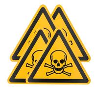 MALUGOGO 4pcs Yellow Adhesive Pvc Caution Poisoning Warning Stickers for Factory and Workshop Use, Warning Safety Labels for Accident Prevention