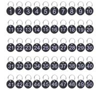 MALUGOGO 50 Sets Acrylic Round Number Tags Number Signs Black Easy to Use Easy to Replace with Rings for Queuing in Shopping Malls