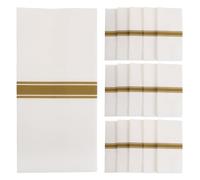 MALUGOGO 50pcs Elegant Gold Disposable Dinner Napkins with Built-in Flatware Pocket, Outstanding Absorbency, Wood Pulp Material, for Wedding Receptions and Formal Parties, Prefolded