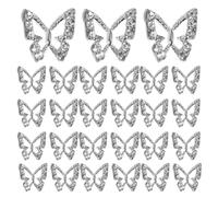 MALUGOGO 50pcs Silver Butterfly Nail Charms with 3d Design, Filigree Metal Alloy Rhinestones for DIY Crafts and 3d Nail Art, Versatile Decoration for Clothes and Cell Phone Cases