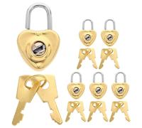 MALUGOGO 6 Sets Mini Padlock Small Heart Decorative Padlock Zinc Alloy Key Locks Cute Heart Shape Use Symbol of Love for Diaries Backpacks
