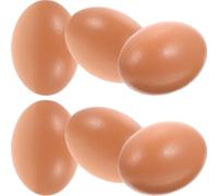 MALUGOGO 6pcs Brown Plastic Fake Eggs for Crafts and Photography Props, Lifelike Easter Basket Decoration Suitable for Art Training Institution