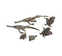 MALUGOGO 6pcs Miniature Brass Bird Statues Retro Vintage Sparrow Hummingbird Figurines Small Animal Sculptures for Bookshelf Cabinet Decor Low Maintenance Timeless Design