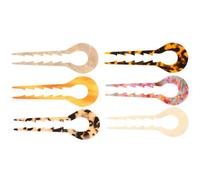 MALUGOGO 6pcs U Shape Hair Fork Tortoise Shell Long Hair Pin 5.11x1.89x0.39in Easy to Slide Decorating Hairstyles Elegant Vintage for Women Daily Wear Dates Random Color