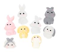 MALUGOGO 8pcs Miniature Resin Rabbit Figurines for Garden Decor Cute Micro Landscape Ornaments for Dollhouse Lawn Balcony and Desktop Decoration