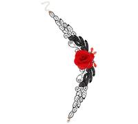 MALUGOGO Adjustable Length Lace Choker Necklace with Red Flower Design, Multi-layer Tassel Gothic Lolita Style, Sturdy Acrylic and Lace Material, for Wedding or Party Wear