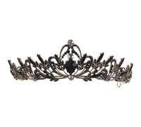 MALUGOGO Black Baroque Crown for Women Handmade Alloy Rhinestone Tiara, Vintage Elegant Headpiece for Wedding and Halloween Costume Play