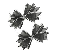 MALUGOGO Black Bowknot Shoe Charms Comfortable Cloth and Mesh Material with Crystals Rhinestones Versatile Accessory Suitable for Different Types of Shoes for DIY and Wedding