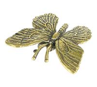 MALUGOGO Brass Butterfly Figurine Tabletop Decor Small Antique Butterfly Sculpture Stable Metal Ornament for Home Office Living Decoration