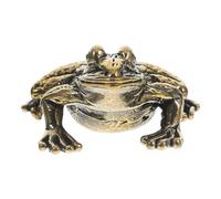 MALUGOGO Brass Frog Figurine Tea Pet for Desktop Decoration Small Lucky Frog Ornament for Office Bedroom Study Car Simple and Generous Design Housewarming and Lucky Decor