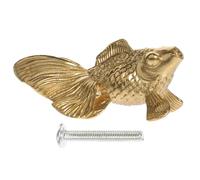 MALUGOGO Brass Goldfish Cabinet Knob for Drawer and Cupboard with Decorative Effect and Portable Design, Golden Metal Dresser Knob Suitable for Furniture and Storage Units
