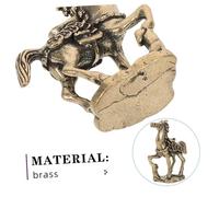MALUGOGO Brass Horse Figurine Handmade Bronze Statue for Office Desk Feng Shui Wealth Magnet Tea Pet Decor with Ambition Symbol Elegant Vintage Style Collectible for Home and Shelf Display