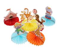 MALUGOGO Carnival Circus Theme Honeycomb Paper Decorations Featuring Cute Elephant and Giraffe Shapes, Easy to Set and Transport, for Event and Table Display