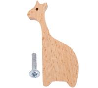 MALUGOGO Cartoon Animal Wood Cabinet Knob for Dresser Solid Beech Giraffe Shape Pull Handle with Screws Rustic Wardrobe and Furniture Pull for Decor