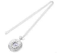MALUGOGO Classic Hanging Pocket Watch with Roman Numerals Scale, Portable Vintage Silver Pocket Watch Made of Stainless Steel Alloy, Lightweight Design Suitable for Wearing as Necklace