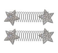 MALUGOGO Colorful Star Hairpin U Shape Hair Fixer Comb 2Pcs 13.5X4.2Cm Quick Styling Versatile Hair Accessory for Women Casual Everyday Formal Looks