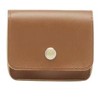 MALUGOGO Compact Vintage Design Small Square Bag Pu Electronic Organizer Travel Cable Organizer Case Practical Digital Cable Storage Pouch for Everyday Use Light Brown