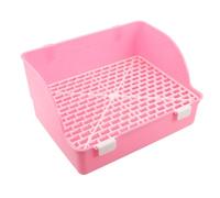 MALUGOGO Corner Plastic Rabbit Litter Box with Grate for Chinchilla and Galesaur, Splashproof and Anti-spill Small Animal Pet Pan, Suitable a Potty Trainer in Cage