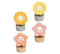 MALUGOGO Creative Decorative Ornament 4pcs Sunflower Resin Car Adornment with Head Shaking Design Fashion Dashboard Bobblehead Accessory for Car Interior and Home Decor