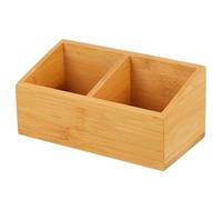 MALUGOGO Creative Dual Compartment Wooden Tea Box Organizer for Tea Bags and Candy Storage Elegant Desktop Storage Case with Smooth Polished Edges Suitable for Home Office Hotel and Use