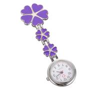 MALUGOGO Creative Purple Nurse Watch with Five-Heart Shape Round Dial, Zinc Alloy Material, Easy Viewing Time and Hanging Feature, Stylish Decorative Pocket Watch Gift for Festival