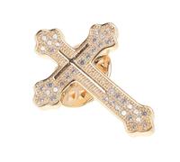 MALUGOGO Elegant Golden Cross Brooch Pin for Women and Men, Brass and Zircon Material with Lasting Shine and Comfortable Wearing, for Business Meetings and Special Events, Suit and Sweater
