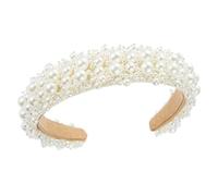 MALUGOGO Elegant White Pearl and Crystal Bridal Hairband Headband with Baroque Style, Delicate Design for Wedding and Party Hair Accessory, for Ladies